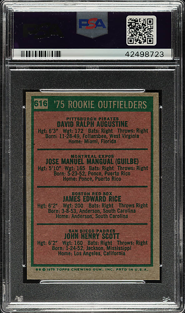 1975 Topps Mini #616 Jim Rice Rookie PSA NM 7