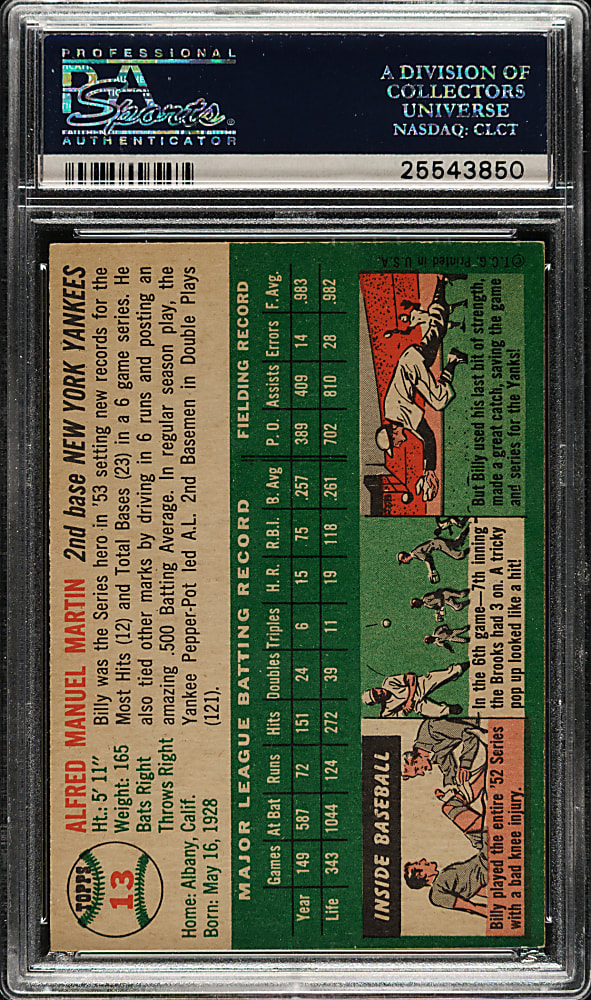 1954 Topps #13 Billy Martin PSA NM 7