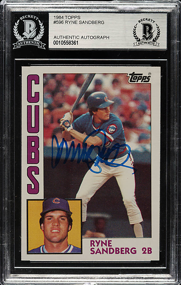 Signed 1984 Topps #596 Ryne Sandberg - Beckett