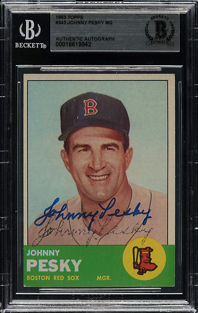 Signed 1963 Topps #343 Johnny Pesky - Beckett