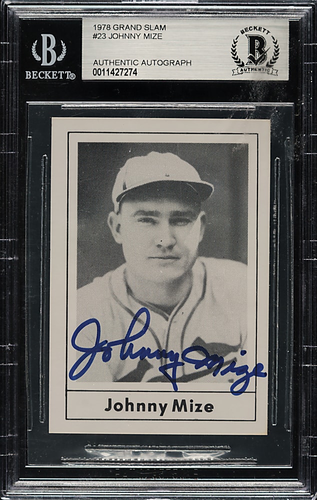Signed 1978 Grand Slam #23 Johnny Mize - Beckett