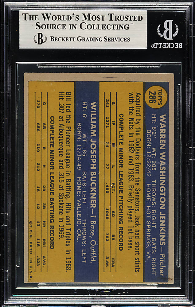 Signed 1970 Topps #286 Bill Buckner Rookie - Beckett