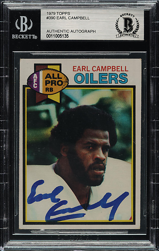 Signed 1979 Topps Football #390 Earl Campbell Rookie - Beckett