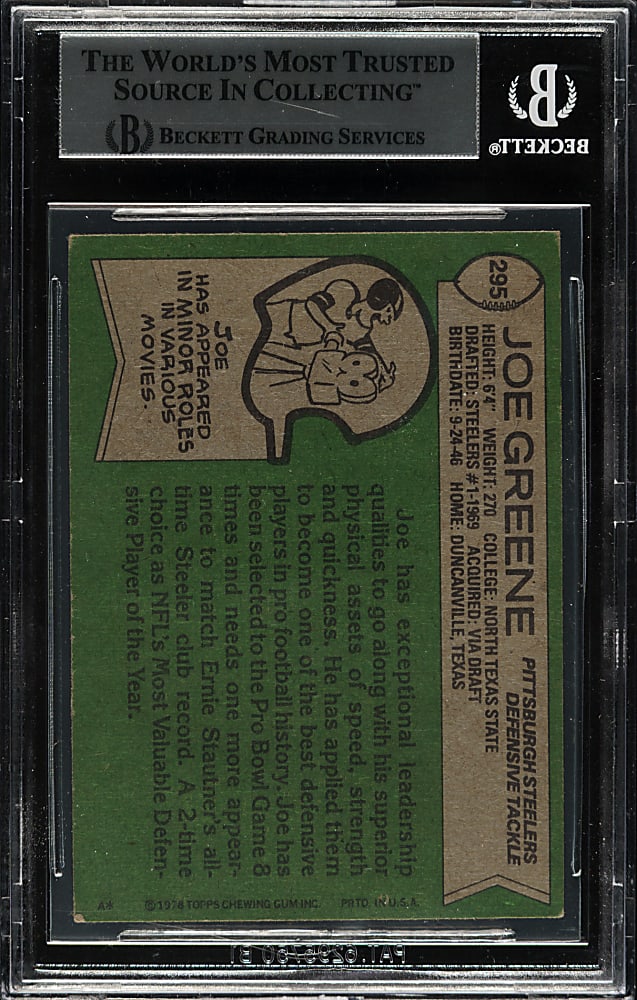 Signed 1978 Topps Football #295 Joe Greene - Beckett