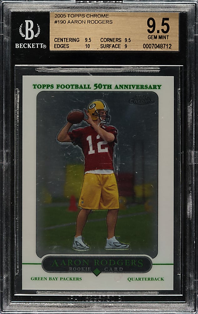 2005 Topps Chrome Football #190 Aaron Rodgers Rookie BGS GEM MINT 9.5