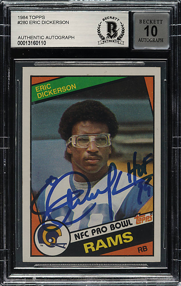 Signed 1984 Topps Football #280 Eric Dickerson Rookie Beckett GEM MINT 10