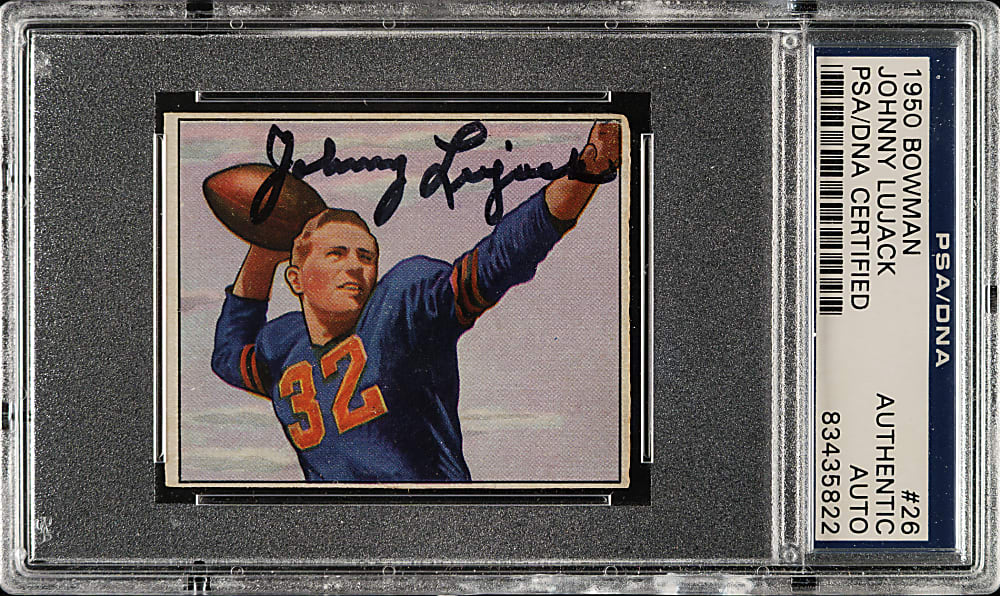Signed 1950 Bowman Football #26 John Lujack - PSA/DNA