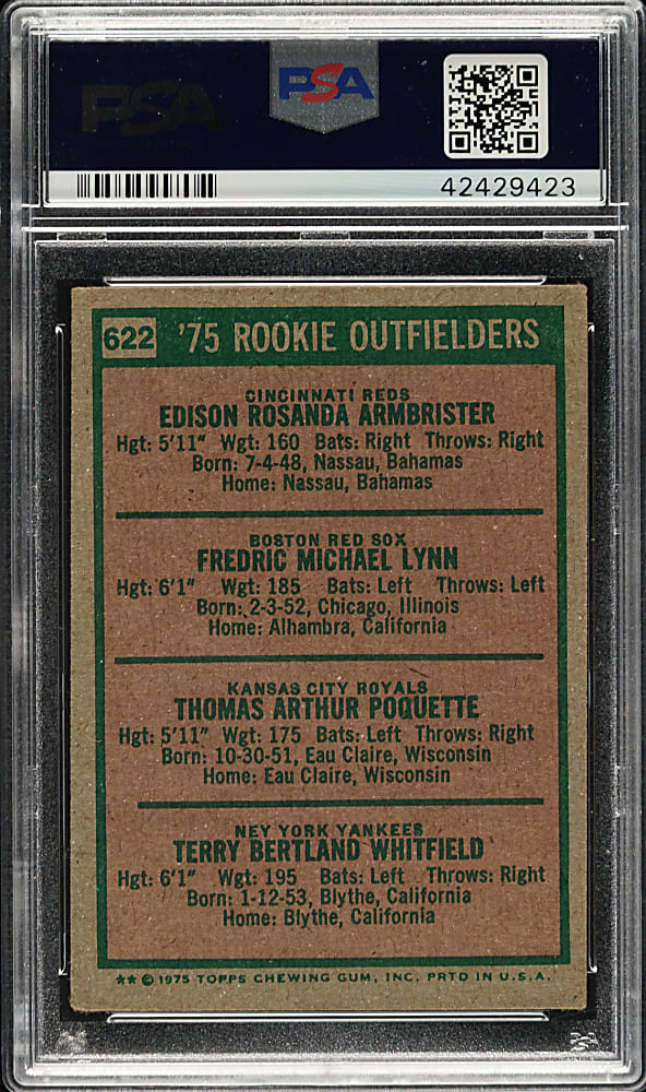 Signed 1975 Topps #622 Fred Lynn Rookie PSA/DNA MINT 9