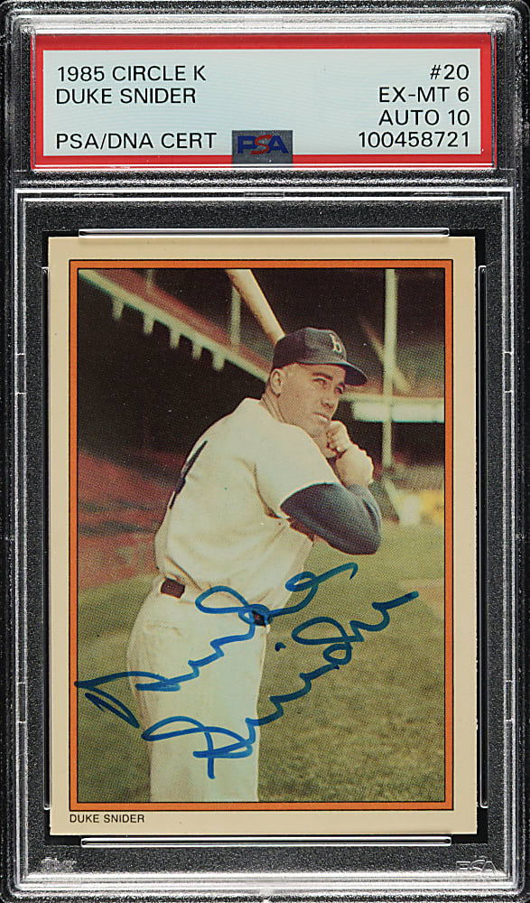 Signed 1985 Circle K #20 Duke Snider PSA EX-MT 6 with GEM MINT 10 Signature