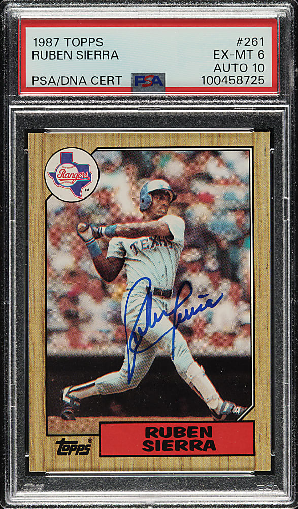 Signed 1987 Topps #261 Ruben Sierra PSA EX-MT 6 with GEM MINT 10 Signature