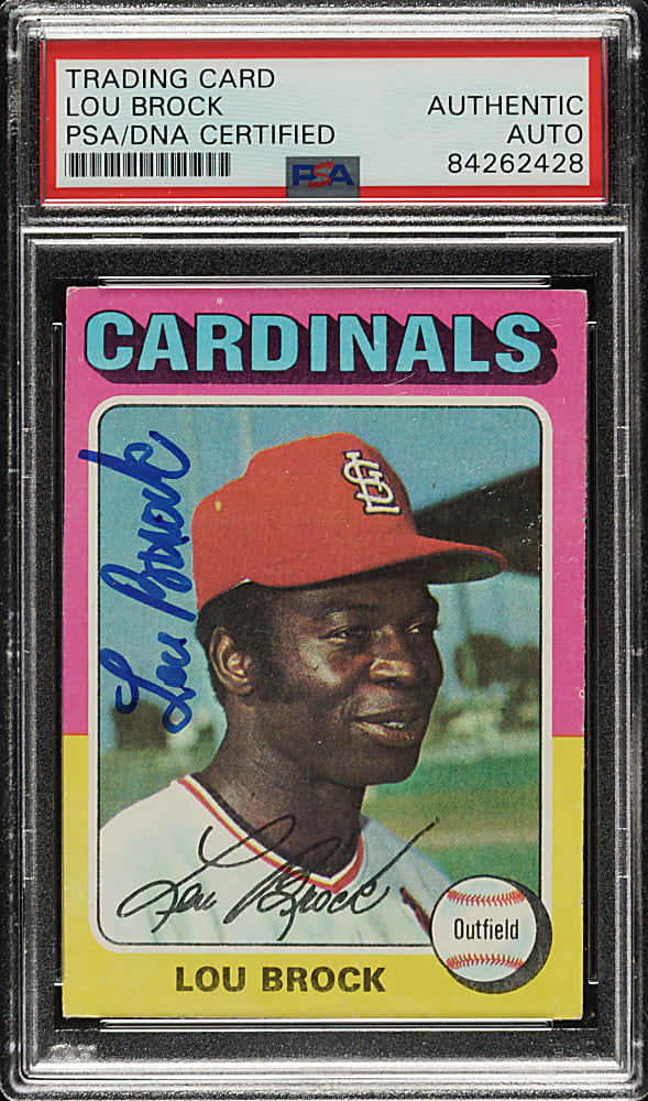 Signed 1975 Topps #540 Lou Brock - PSA/DNA