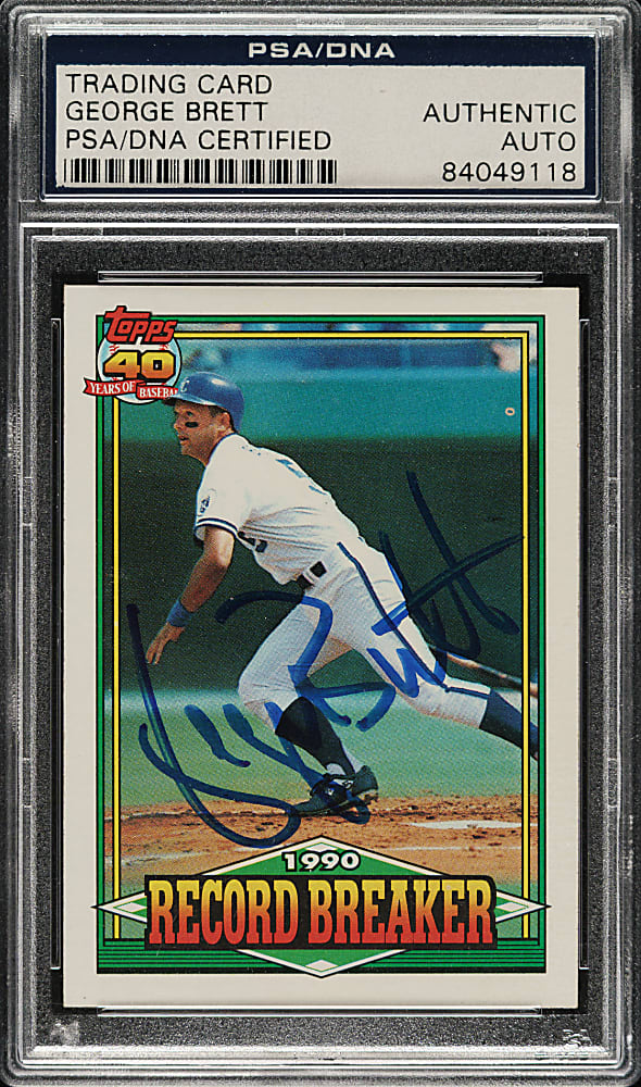 Signed 1991 Topps #2 George Brett Record Breaker - PSA/DNA