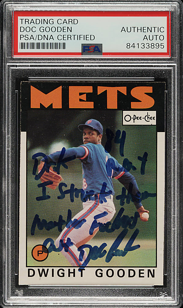 Signed 1986 O-Pee-Chee #250 Doc Gooden with Multiple Inscriptions - PSA/DNA