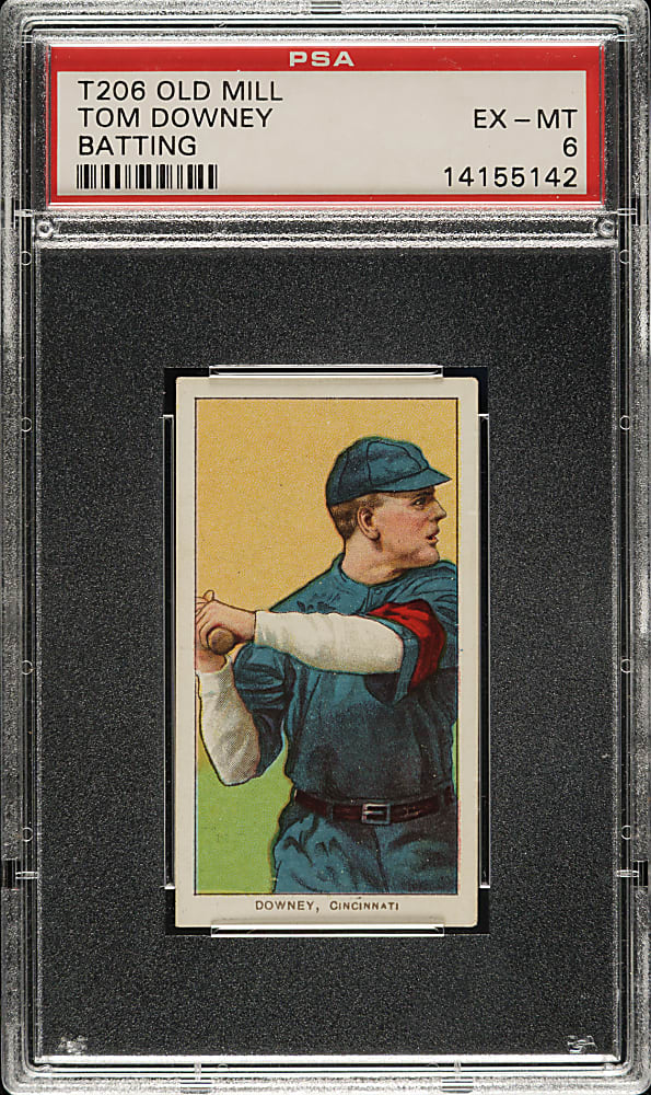 1909-1911 T206 White Border Tom Downey Batting PSA EX-MT 6 - Old Mill Back