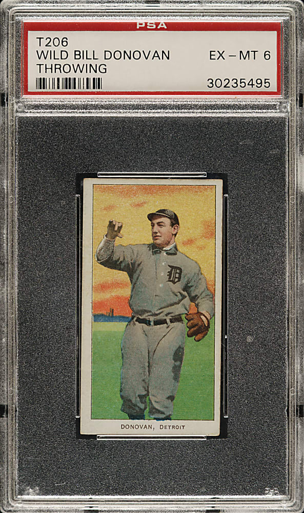 1909-1911 T206 White Border Wild Bill Donovan Throwing PSA EX-MT 6