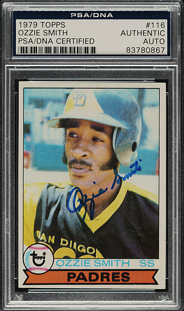Signed 1979 Topps #116 Ozzie Smith Rookie - PSA/DNA