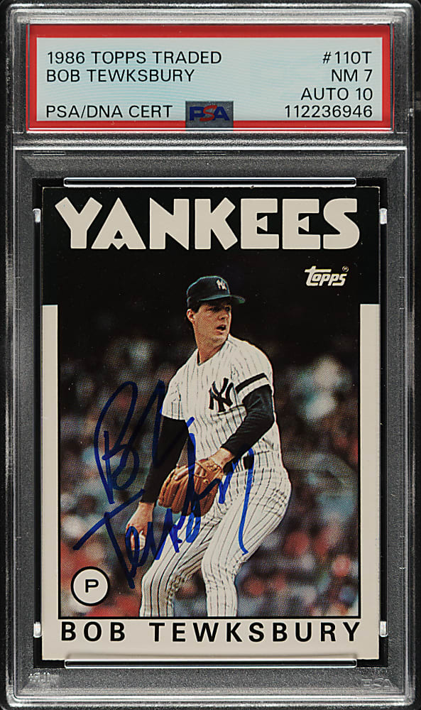 Signed 1986 Topps Traded #110T Bob Tewksbury PSA NM 7 with GEM MINT 10 Signature