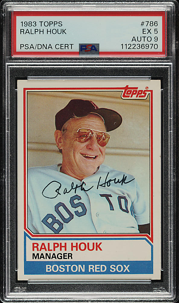 Signed 1983 Topps #786 Ralph Houk PSA EX 5 with MINT 9 Signature