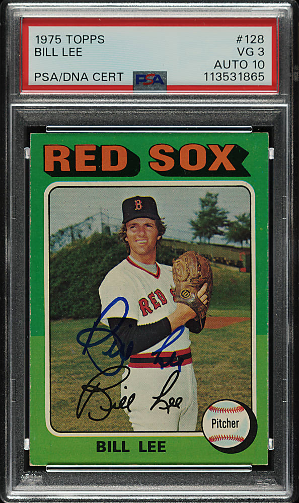 Signed 1978 Topps #128 Bill Lee PSA VG 3 with GEM MINT 10 Signature