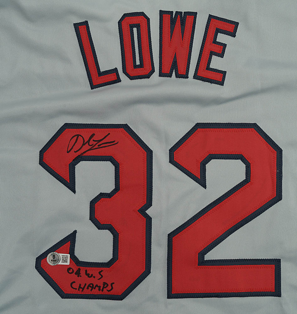 Derek Lowe Signed Boston Red Sox Jersey with "04 W.S Champs" Inscription - Beckett