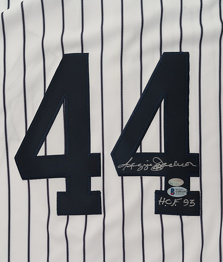 Reggie Jackson Signed New York Yankees Jersey with "H.O.F. 93" Inscription - Beckett