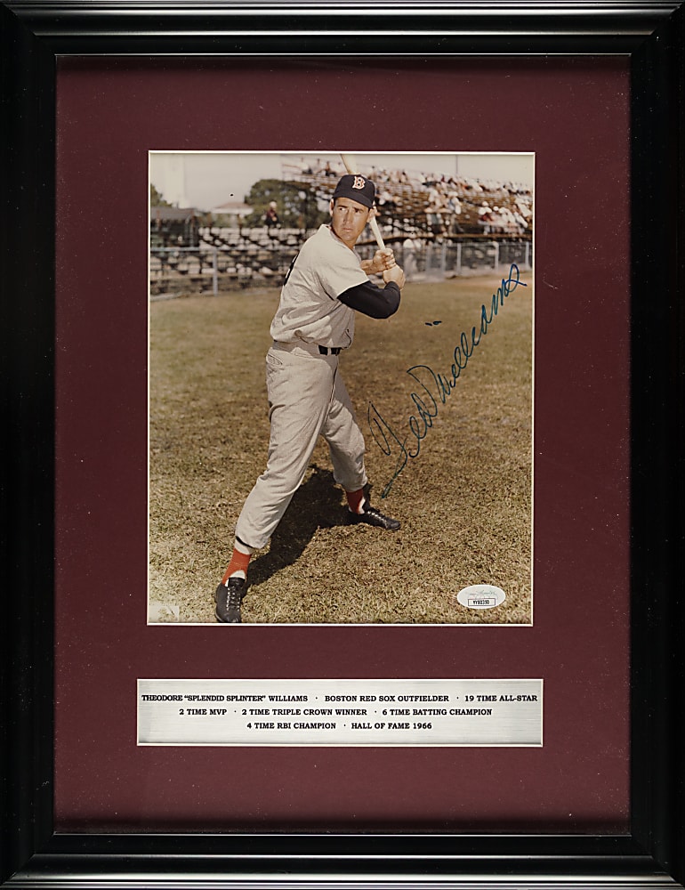 Ted Williams Signed Photograph in Framed Display - JSA