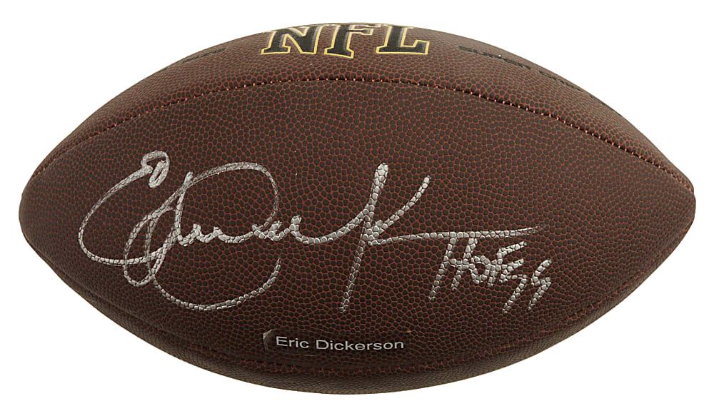 Eric Dickerson Signed Football with "HOF 99" Inscription - Beckett