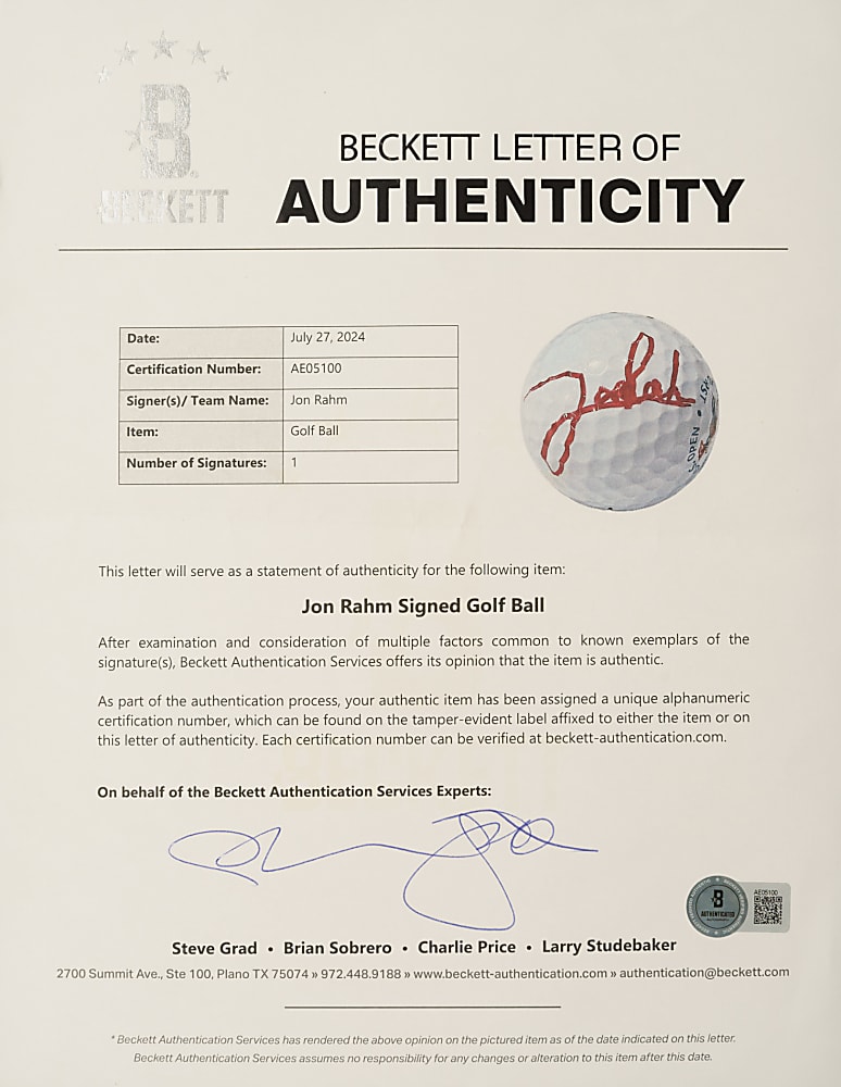 Jon Rahm Signed Golf Ball - Beckett