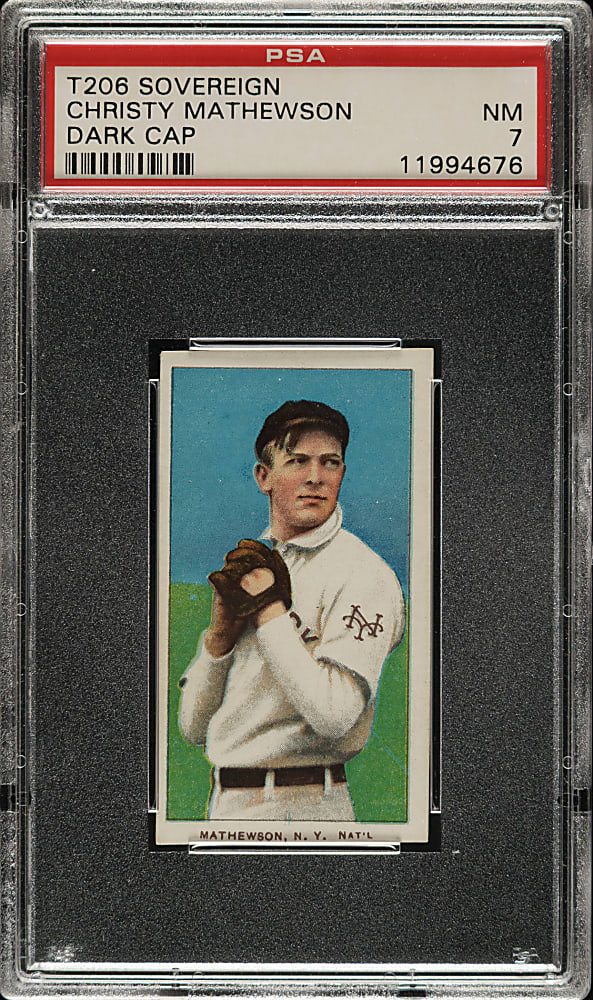 1909-1911 T206 White Border Christy Mathewson Dark Cap PSA NM 7 - Sovereign 350 Back - 1 of 2 - Highest Graded!