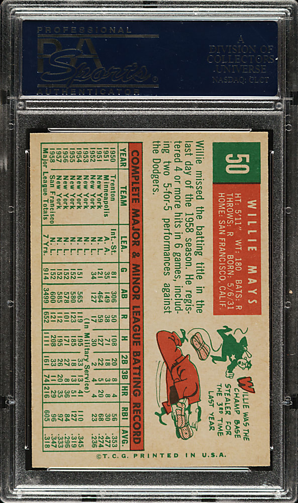 1959 Topps #50 Willie Mays PSA NM-MT+ 8.5