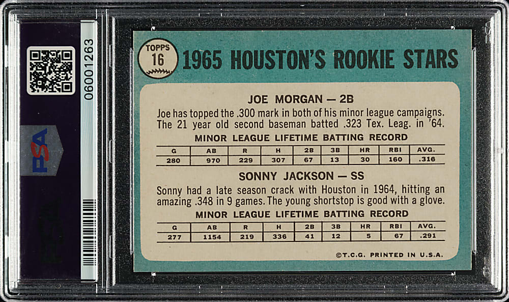 1965 Topps #16 Joe Morgan Rookie PSA MINT 9