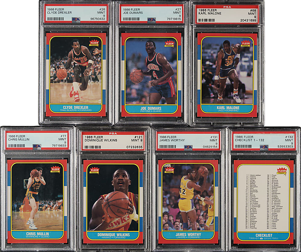1986-1987 Fleer Basketball PSA MINT 9 Near-Complete Set (131/132)