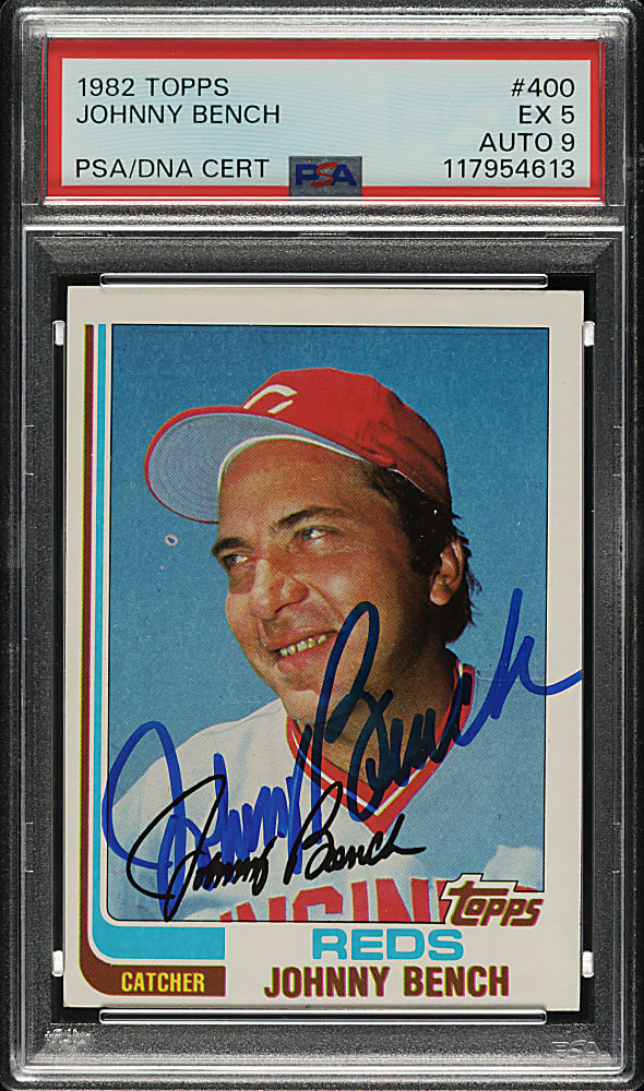Signed 1982 Topps #400 Johnny Bench PSA EX 5 with MINT 9 Signature