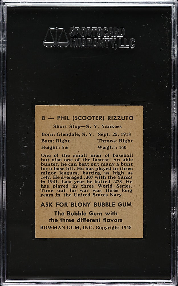1948 Bowman #8 Phil Rizzuto SGC NM/MT+ 92