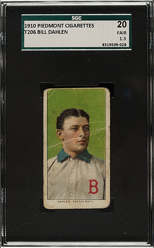 1909-1911 T206 White Border Bill Dahlen Brooklyn SGC FAIR 20 - Scarce "Elite 12" Piedmont 350 Back