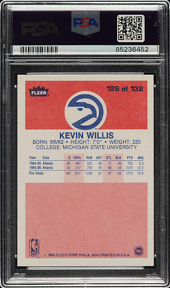 1986-1987 Fleer Basketball #126 Kevin Willis PSA GEM MINT 10