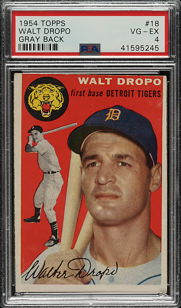 1954 Topps #18 Walt Dropo Gray Back PSA VG-EX 4
