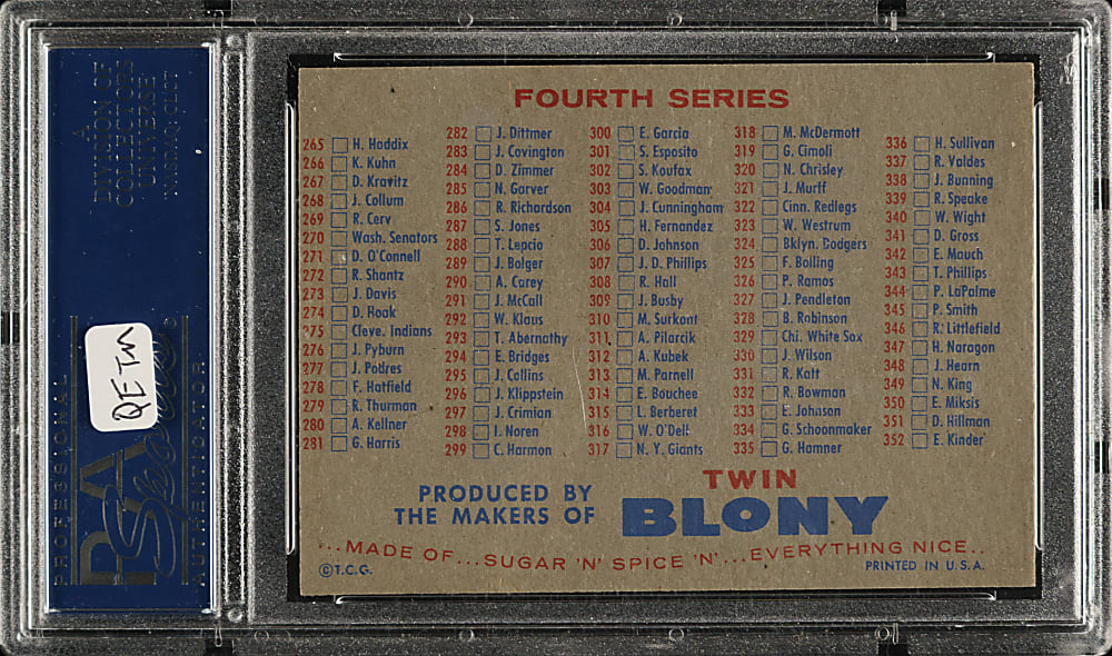 1957 Topps Checklist 3/4 (Twin Blony) PSA EX-MT 6