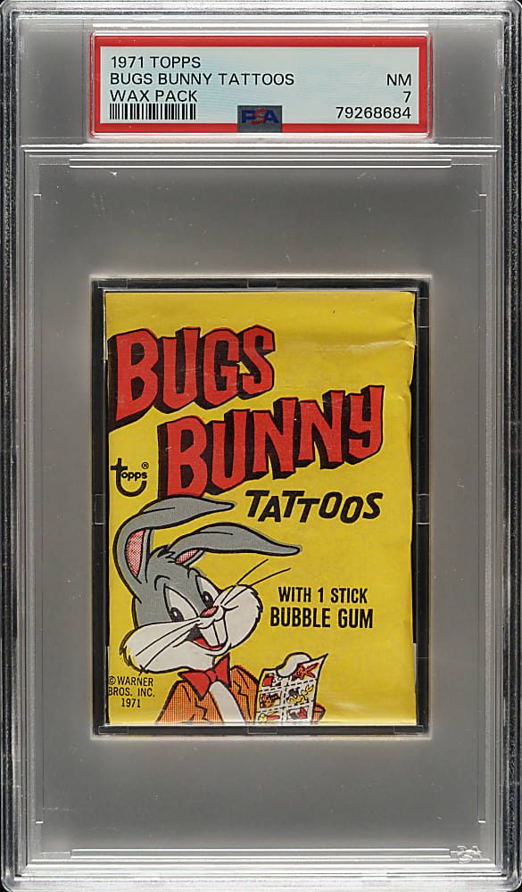 1971 Topps "Bugs Bunny Tattoos" Unopened Wax Pack PSA NM 7