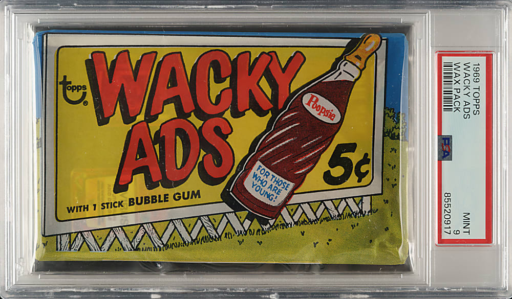 1969 Topps "Wacky Ads" Unopened Wax Pack PSA MINT 9