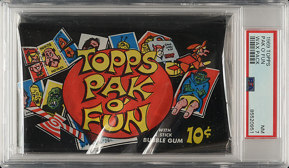 1969 Topps "Pak O' Fun" Unopened Wax Pack PSA NM 7