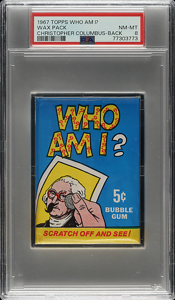 1967 Topps "Who Am I?" Unopened Wax Pack PSA NM-MT 8 - Christopher Columbus on Back