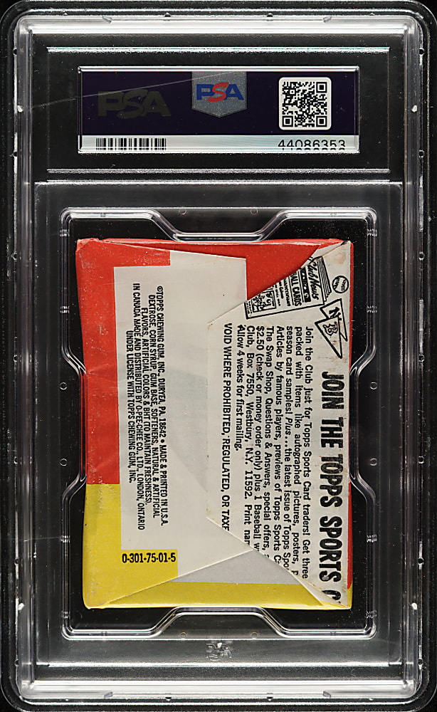 1975 Topps Unopened Wax Pack PSA NM-MT 8