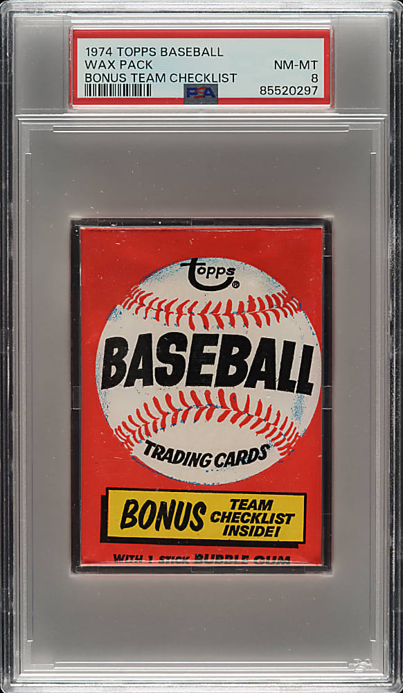 1974 Topps Unopened Wax Pack PSA NM-MT 8 - Bonus Team Checklist