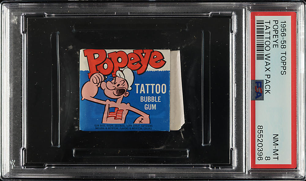 1956-1958 Topps Popeye Tattoo Unopened Wax Pack PSA NM-MT 8