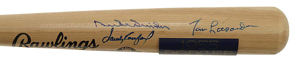 1955 World Series Champion Brooklyn Dodgers Multi-Signed Bat Including Koufax, Snider and Lasorda - JSA