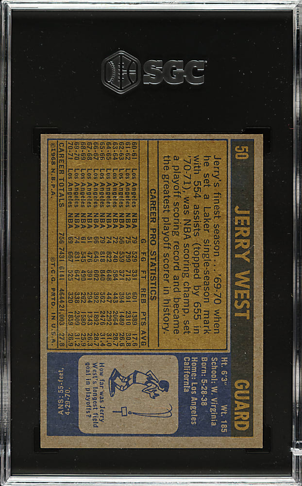 1971-1972 Topps Basketball #50 Jerry West SGC EX/NM 6