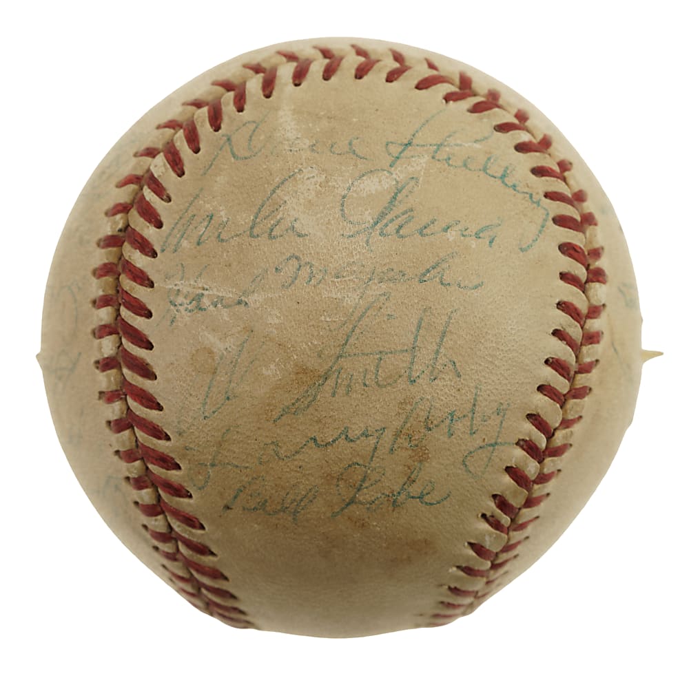 1954 Cleveland Indians American League Champions Team-Signed Baseball with Lopez, Wynn, Lemon, and Feller - JSA