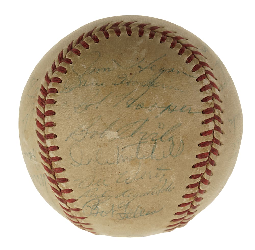 1954 Cleveland Indians American League Champions Team-Signed Baseball with Lopez, Wynn, Lemon, and Feller - JSA