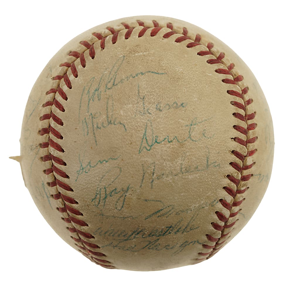 1954 Cleveland Indians American League Champions Team-Signed Baseball with Lopez, Wynn, Lemon, and Feller - JSA